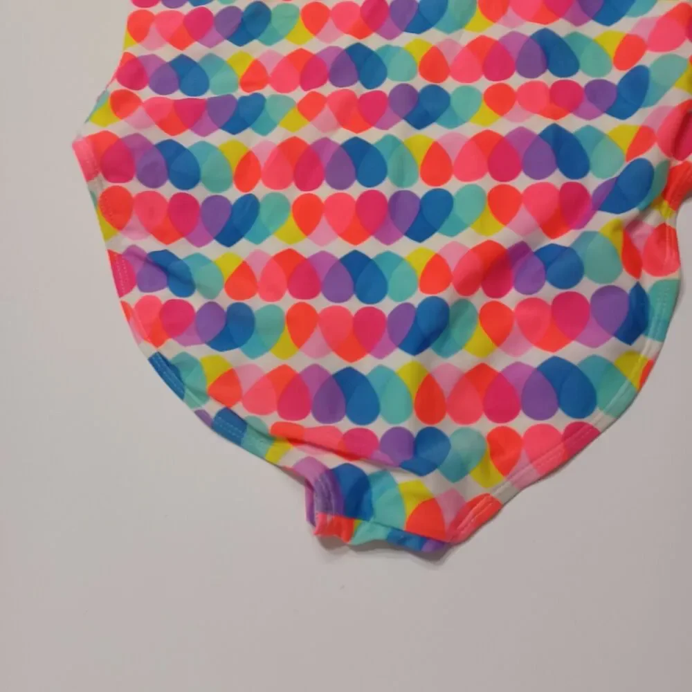 Wonder Nation Swimsuit Girls‎ 14 Polka Dot Blue White Hearts One Piece Swimwear